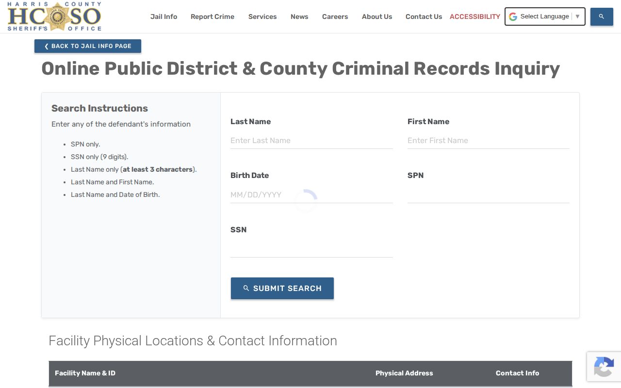 Harris County 24-hour release record search