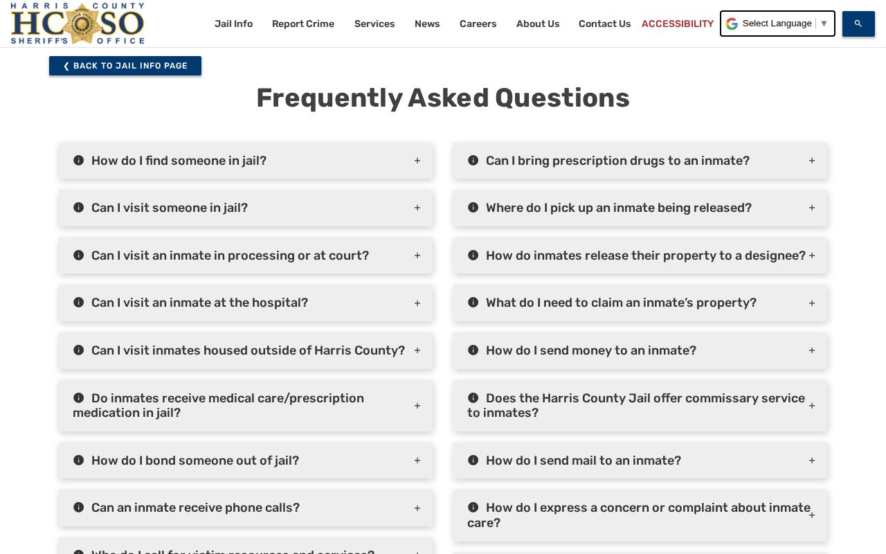 Harris County release pickup and property instructions